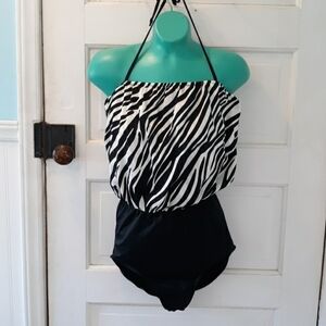 Lerner one piece zebra bathing suit 13 14